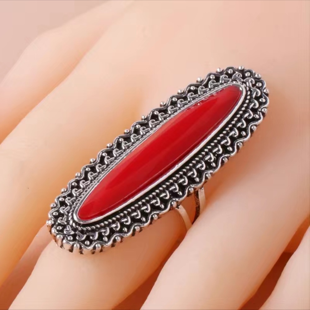 RED/SILVER COLORED RING - Picture 3 of 11